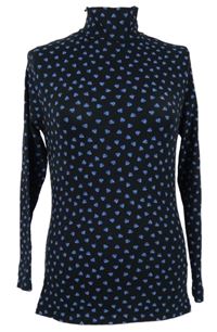 Dámske tmavomodré vzorované tričko s rolákom M&S