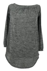 Dámska sivá melírovaná úpletová tunika s kamienkami Qed London