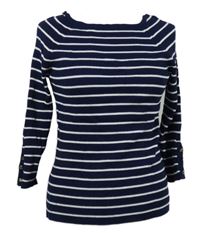 Dámský tmavomodro-bílý pruhovaný žebrovaný svetr Sosandar 