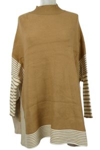 Dámska béžovo-pruhovaná svetrová tunika EXquiss