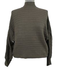 Dámsky hnedý rebrovaný sveter so stojačikom New Look