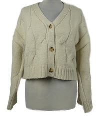 Dámský smetanový copánkový vlněný crop oversized svetr Primark