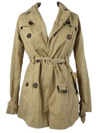 Dámský béžový plátěný jarní kabát s páskem Tally Weijl 