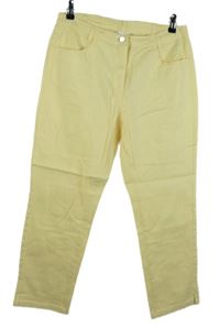 Dámské žluté plátěné crop kalhoty 