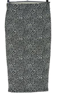 Dámska čierno-biela vzorovaná púzdrová sukňa F&F