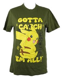 Pánske khaki tričko s Pikachu