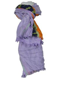 Dámska lilo-oranžovo-modrá vzorovaná šál