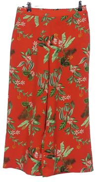 Dámske červené kvetované culottes nohavice New Look