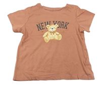Ružové tričko s medvedíkom a nápisom Primark