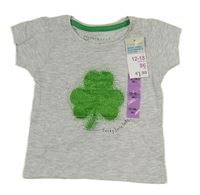 Svetlosivé tričko s trojlístkem zn. Primark