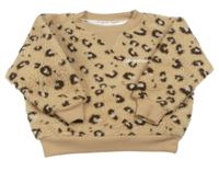 Béžová huňatá mikina s leopardím vzorom a nápisom Primark