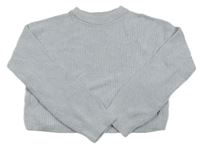 Svetlomodrý melírovaný crop sveter H&M