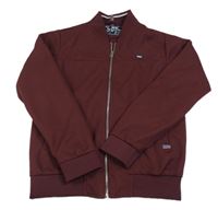 Mahagonová podšitá propínací mikina s nášivkou Diesel