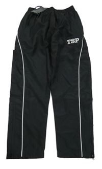 -Nové Čierne šušťákové podšité nohavice s písmeny