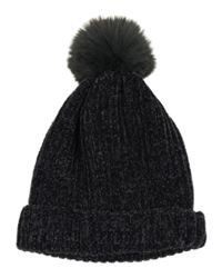 Tmavošedá žinylková čepice s bambulí 