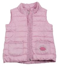 Svetloružová šušťáková zateplená vesta s nápisom S. Oliver