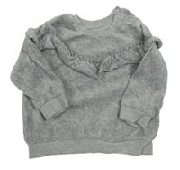 Sivá zamatová mikina s volánikom Matalan