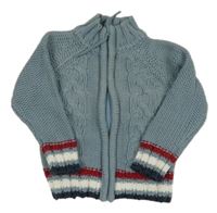 Modrý prepínaci sveter s prúžkami