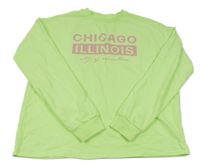 Neonově zelená lehká mikina s nápisem H&M