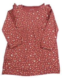 Vínové bodkovaná é bavlnené šaty so srdiečkami S. Oliver