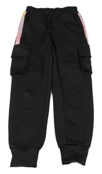 Černo-růžové sportovní cargo kalhoty 
