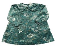 Zelené plyšové šaty s kvietkami H&M