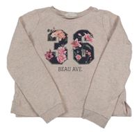 Svetloružová -sivá melírovaná crop mikina s číslom H&M