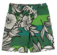 Zeleno-bielo-čierne plážové kraťasy H&M