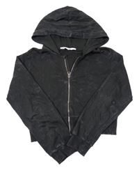 Antracitová batikovaná crop mikina s kapucňou H&M