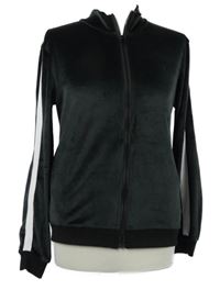 Dámská černo-bílá sametová propínací mikina 