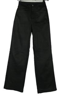 Dámske čierne koženkové voľné é nohavice Shein