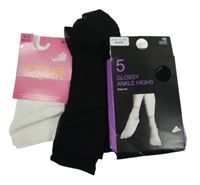 Nové - 4x Dámské silonové ponožky + 1x bílé silonové ponožky 
