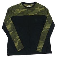 Khaki army-čierne tričko M&S