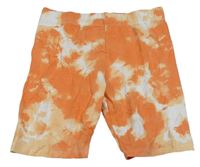Oranžovo-biele batikované kraťasy Primark