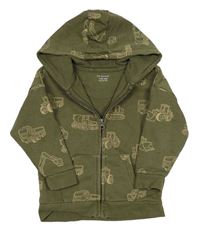 Khaki prepínaci mikina s autami a kapucňou Primark