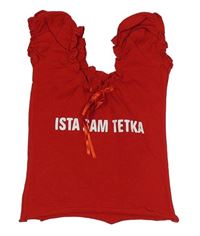 Červená crop blúzka s nápisom