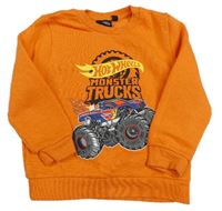 Oranžová mikina s monster truckem - Hot Wheels