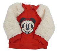 Červeno-smotanová mikina s Mickeym Disney