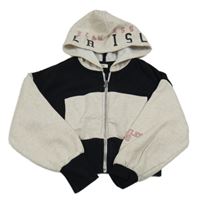 Čierno-béžová prepínaci crop mikina s kapucňou River Island