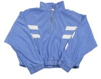 Světlmodro-biela rebrovaná crop mikina Primark