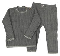 2set - Šedý žebrovaný svetr + kalhoty George 