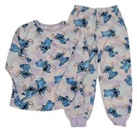 Ružovo-fialovo-modré vzorované plyšové pyžama so Stitchem Primark