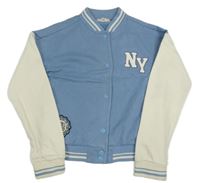 Nové - Světlemodro-smetanová baseballová mikina s nápisem C&A