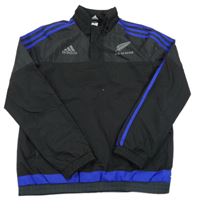 Černo-safírová šusťáková sportovní větrovka Adidas