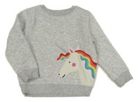 Sivá meliorovaná mikina s jednorožcom Joules