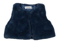 Tmavomodrá kožušinová podšitá vesta Primark