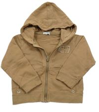 Hnědá propínací mikina s číslem a kapucí 