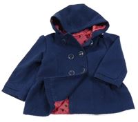 Tmavomodrý flaušový podšitý kabát s kapucí Yd.