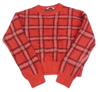 Červeno-čierno-zlatý kockovaný sveter george