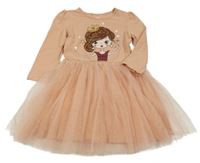 Lososové slávnostné šaty s dievčatkom a tylovou sukní C&A